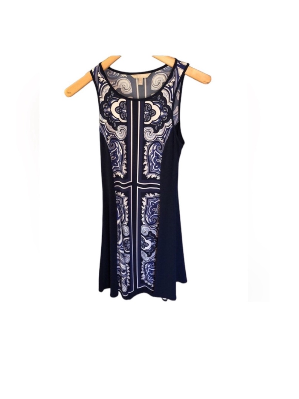 Banana Republic Factory Blue White Fit & Flare Sleeveless Paisley Dress XS EUC